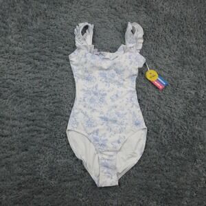 RuffleButts Swimsuit Womens Small White Floral Ruffle One Piece UPF 50+ NWT